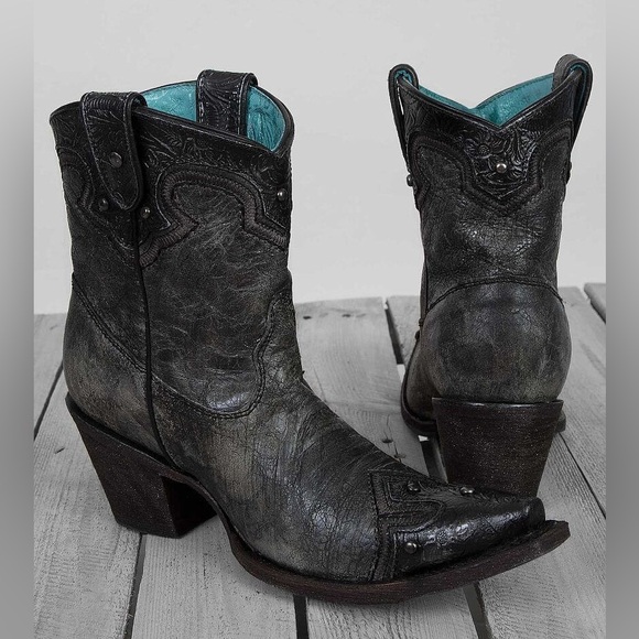 Corral Size 8.5M Vintage Fringe Harness Buckle Shortie Snip Toe Cowboy Boots - Picture 15 of 16